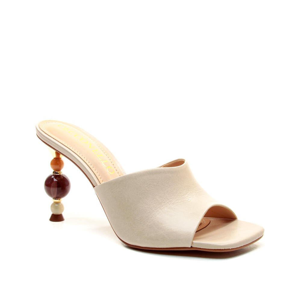 Tamanco Couro Off White Salto Alto Cecconello 2764001-5 Off White 2