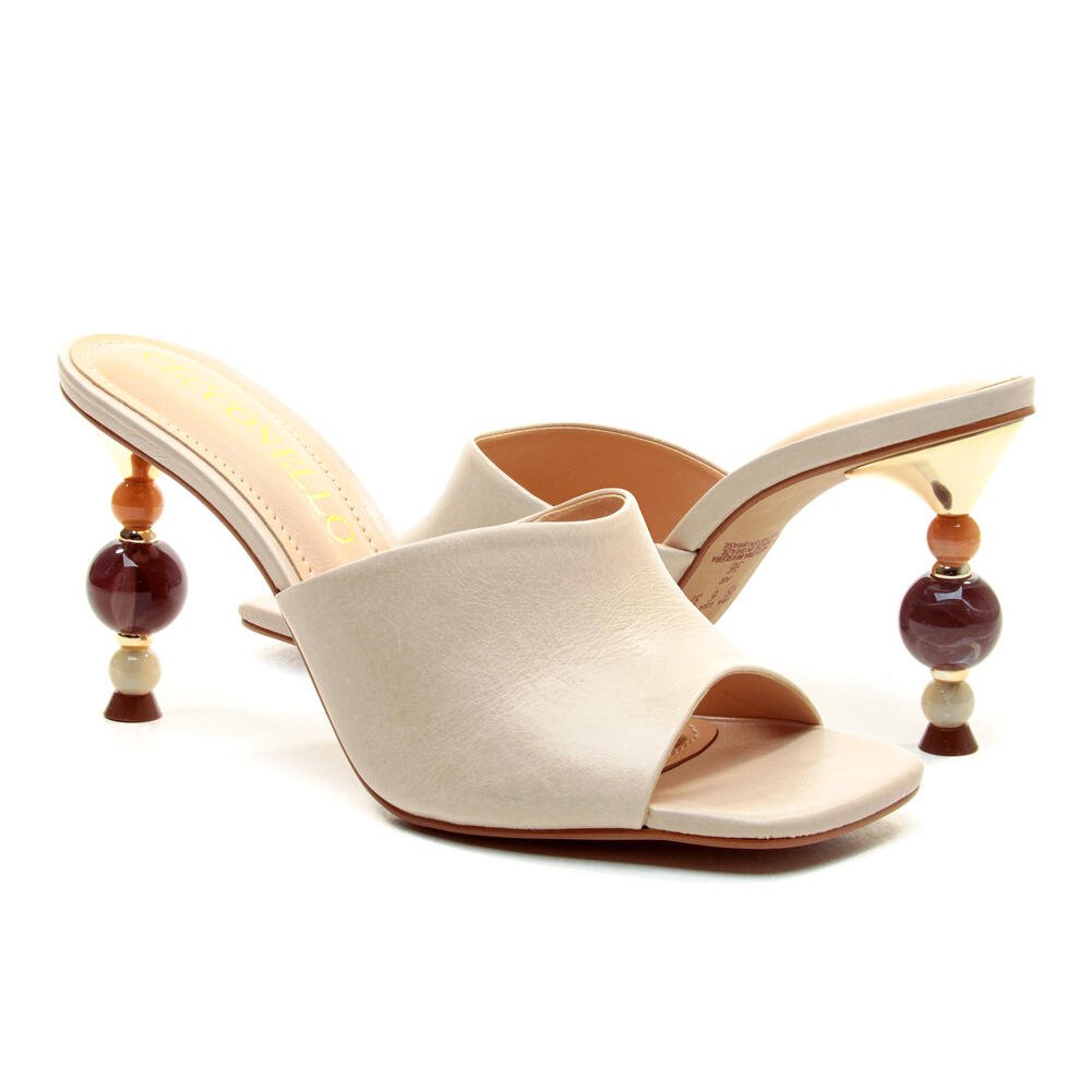 Tamanco Couro Off White Salto Alto Cecconello 2764001-5 Off White 4