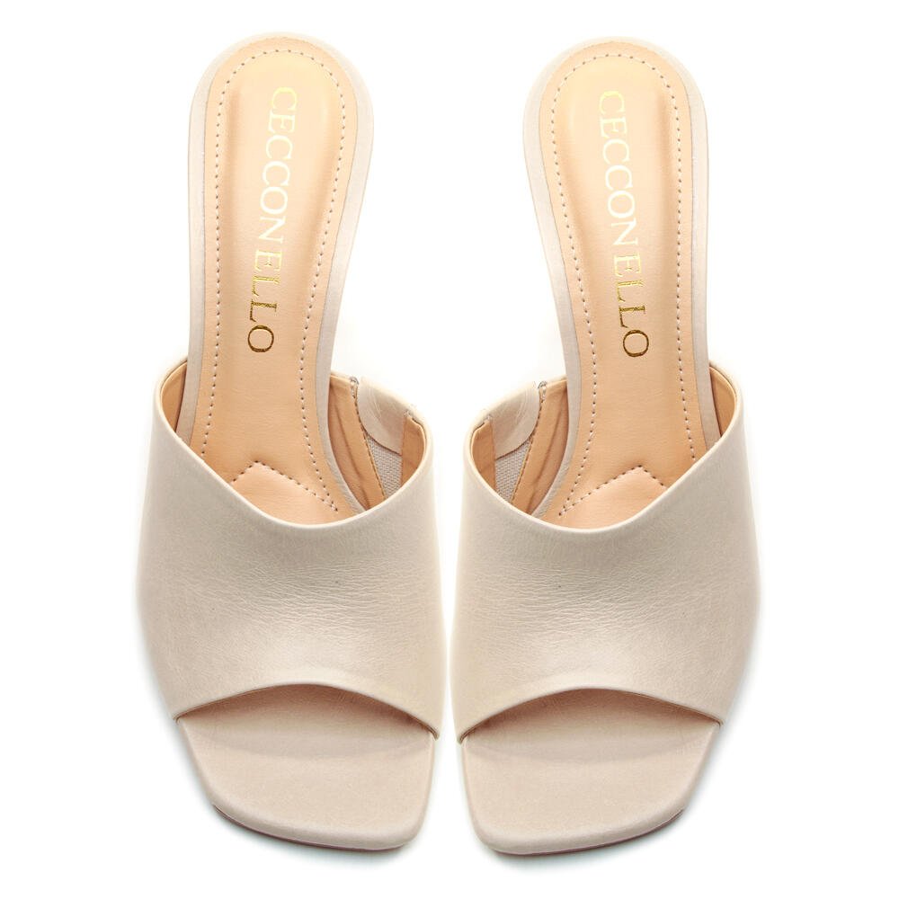 Tamanco Couro Off White Salto Alto Cecconello 2764001-5 Off White 5