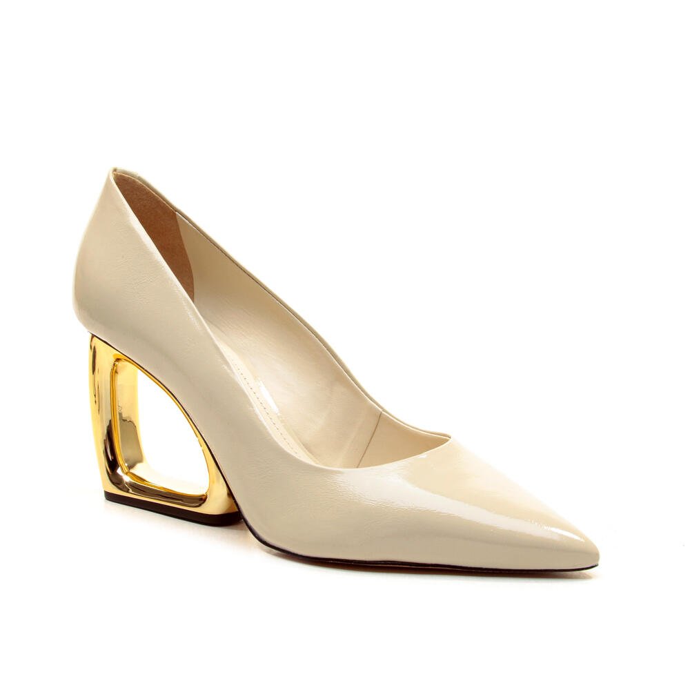 Scarpin Couro Off White Salto Vazado Cecconello 2202002-9 Off White 2