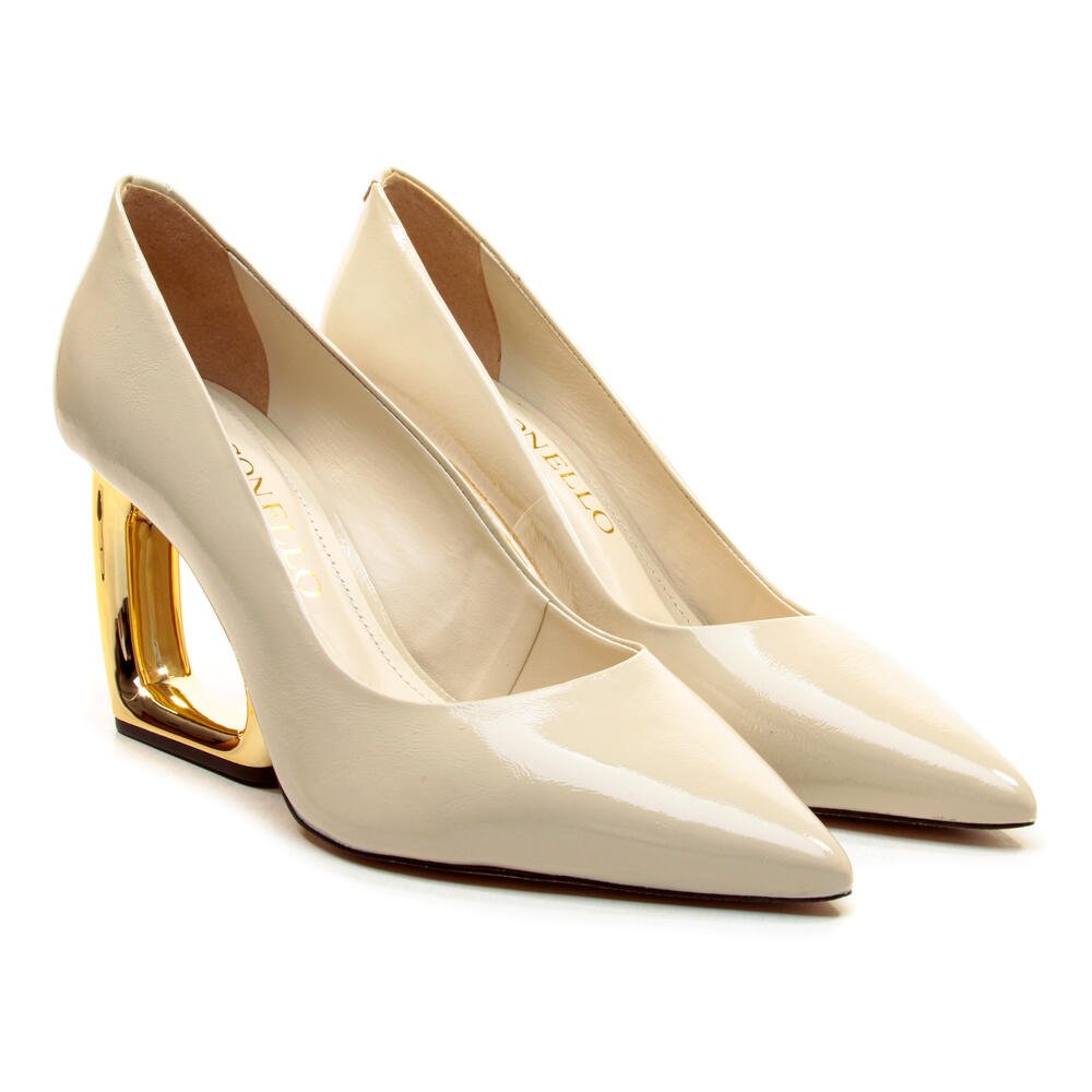 Scarpin Couro Off White Salto Vazado Cecconello 2202002-9 Off White 4