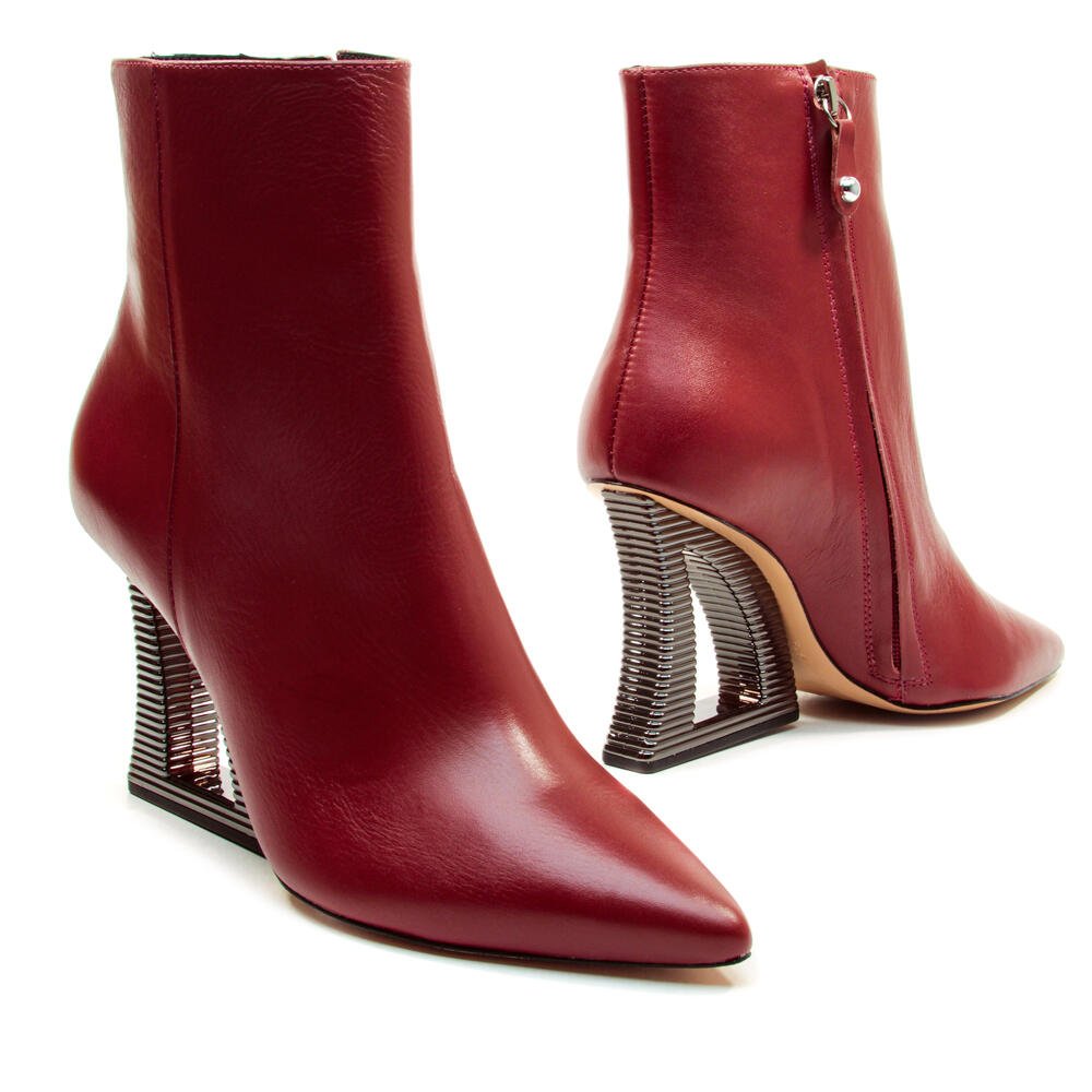 Bota Couro Vermelho Cano Curto Cecconello 2443001-9 Vermelho 5