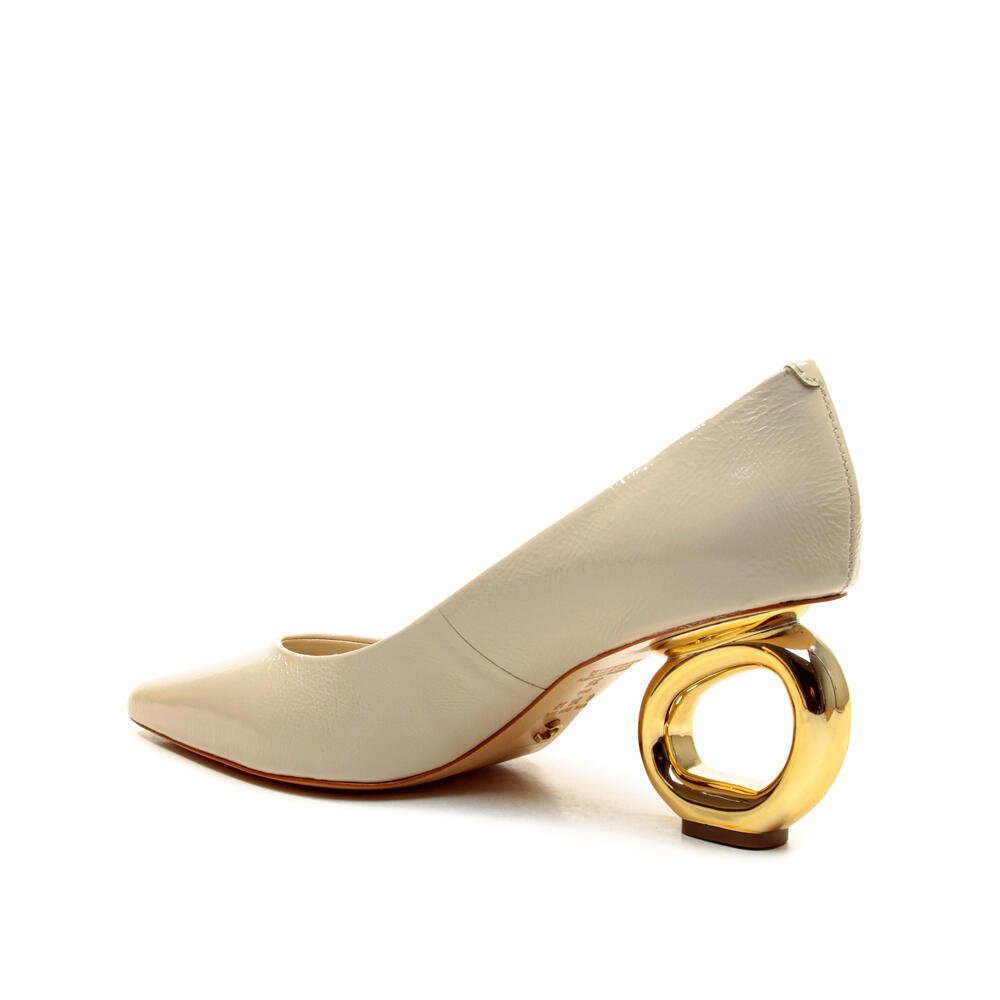 Scarpin Couro Off White Salto Vazado Cecconello 2201002-17 Off White 3