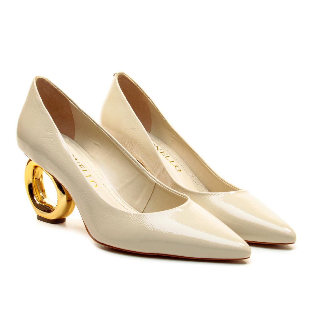 Scarpin Couro Off White Salto Vazado Cecconello 2201002-17 Off White 4