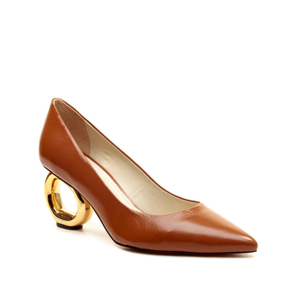 Scarpin Couro Marrom Salto Vazado Cecconello 2201002-18 Marrom 2