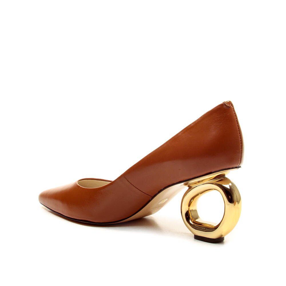 Scarpin Couro Marrom Salto Vazado Cecconello 2201002-18 Marrom 3