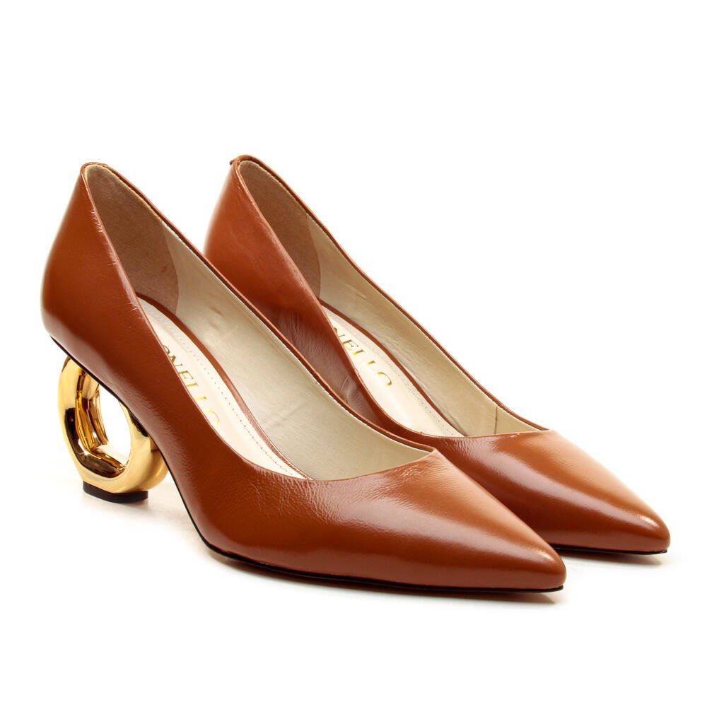 Scarpin Couro Marrom Salto Vazado Cecconello 2201002-18 Marrom 4