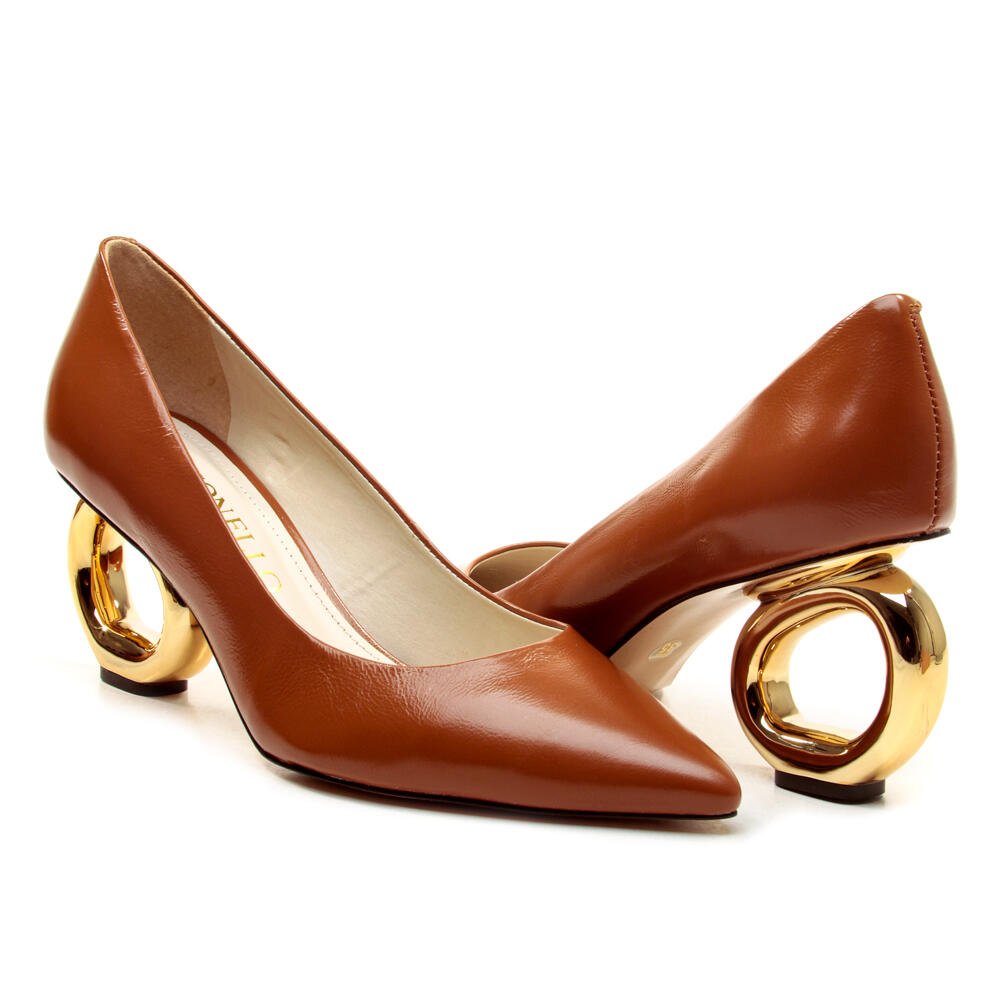 Scarpin Couro Marrom Salto Vazado Cecconello 2201002-18 Marrom 5