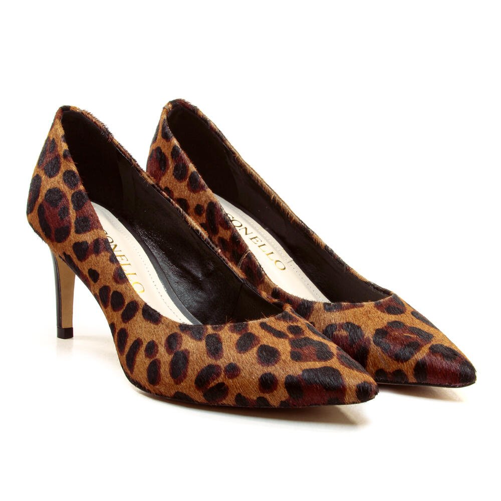 Scarpin Couro Onça Salto Fino Cecconello 1869012-53 Onça 4