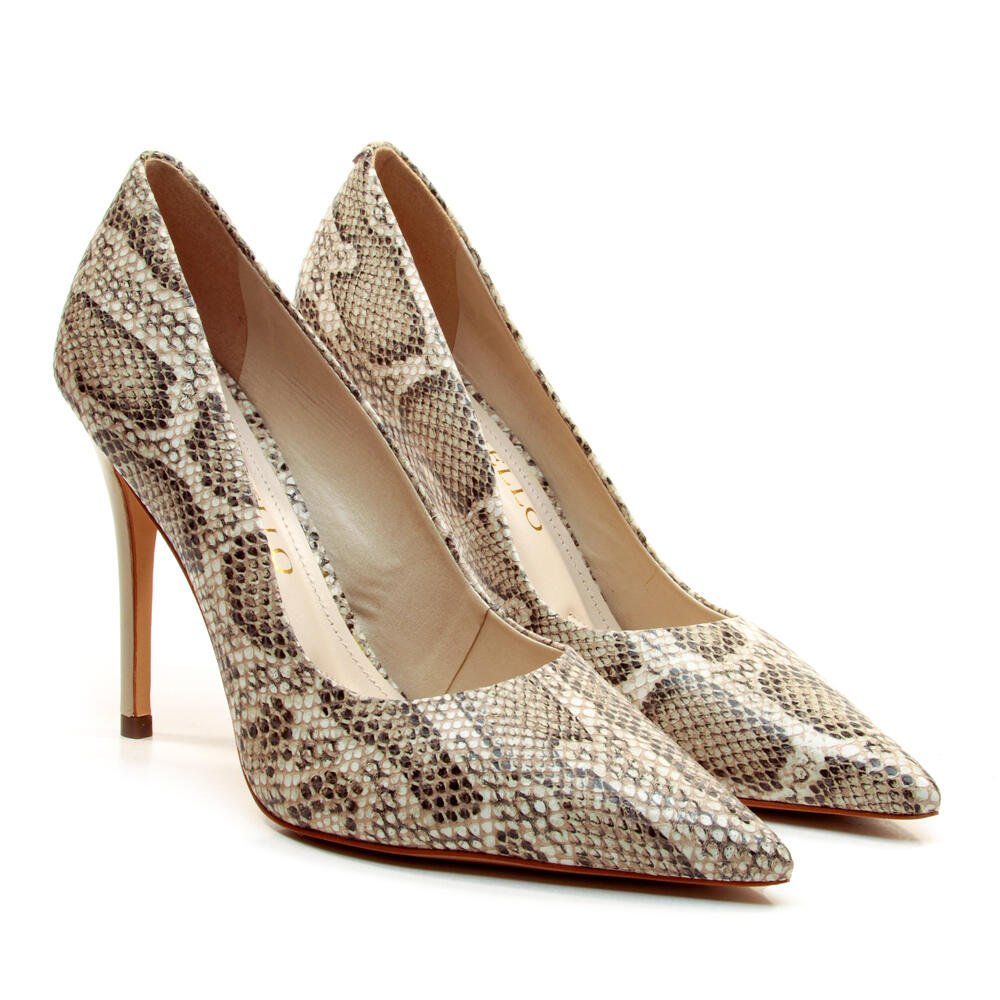 Scarpin Couro Off White Salto Alto Cecconello 2130008-135 Animal Print 4