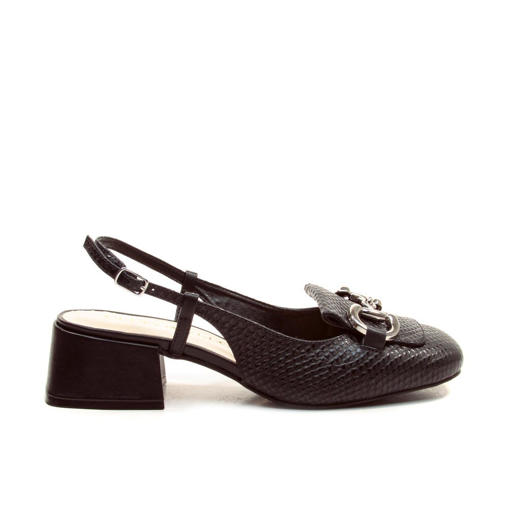 Slingback Couro Preto Salto Baixo Cecconello 2390001-23