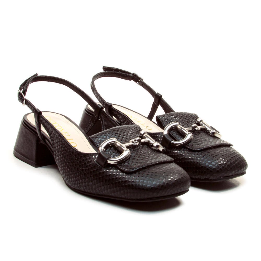 Slingback Couro Preto Salto Baixo Cecconello 2390001-23 Preto 4