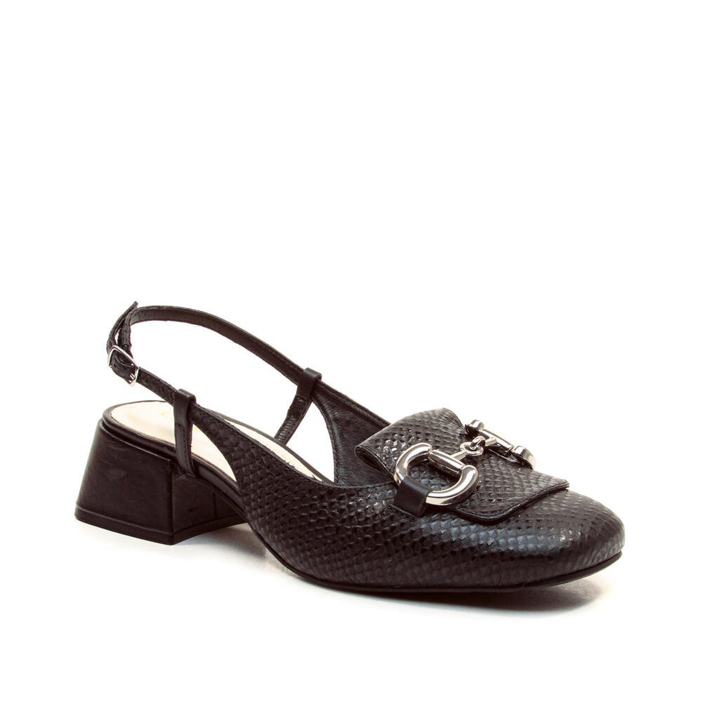 Slingback Couro Preto Salto Baixo Cecconello 2390001-23 Preto 2