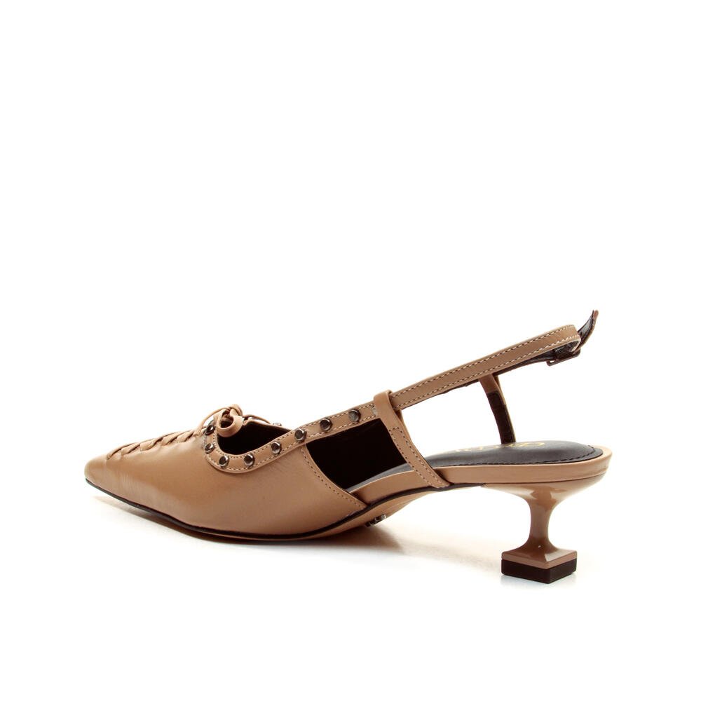 Slingback Couro Marrom Salto Baixo Cecconello 2393007-6 Marrom 3