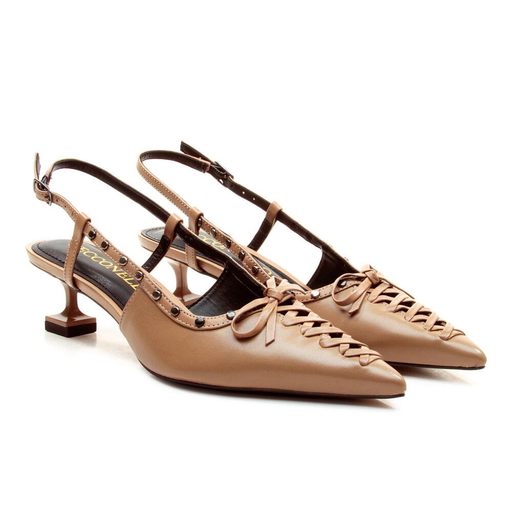 Slingback Couro Marrom Salto Baixo Cecconello 2393007-6 Marrom 4