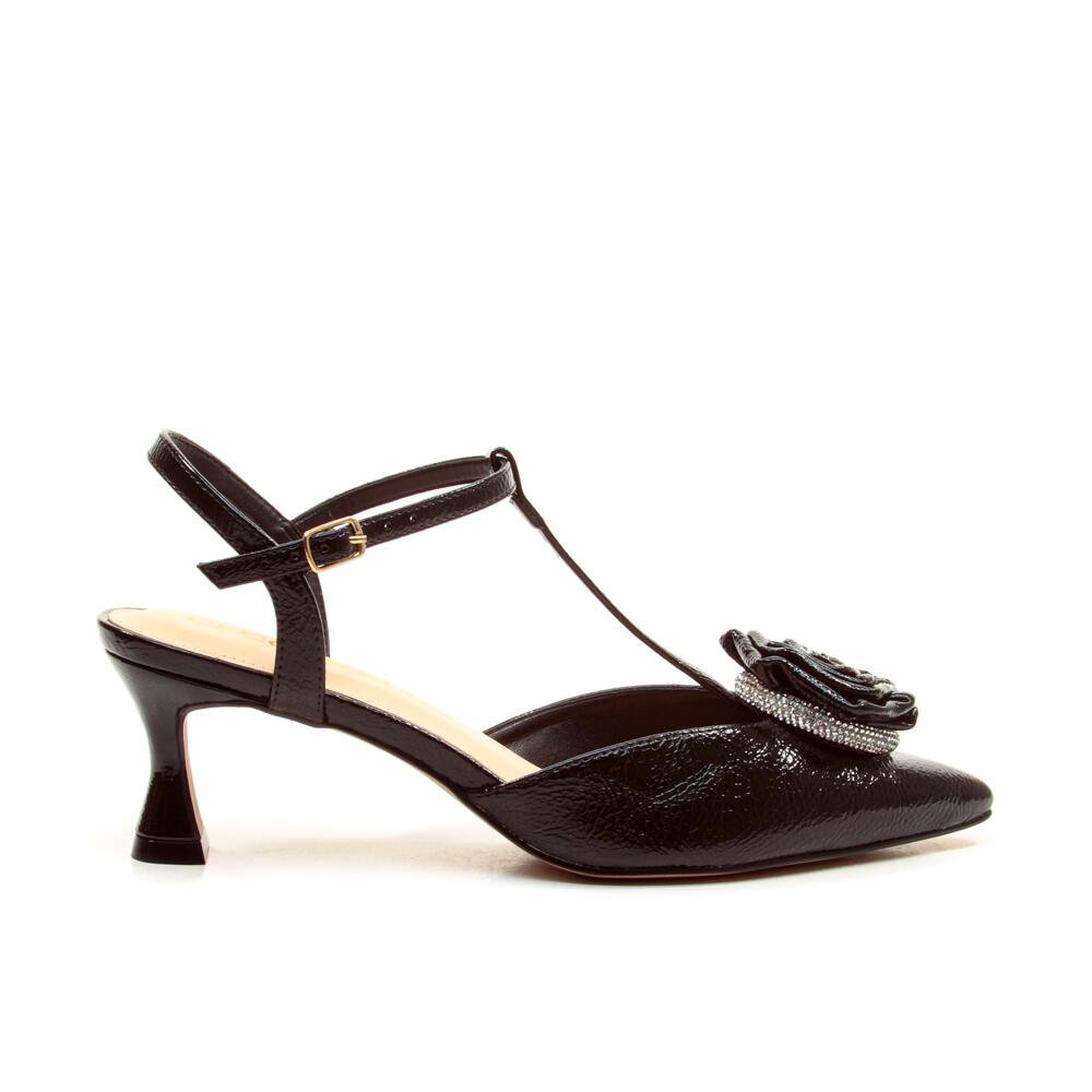 Slingback Preto Salto Médio Cecconello 2409004-2