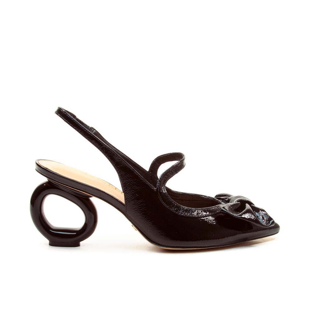 Slingback Couro Preto Salto Médio Cecconello 2464001-3
