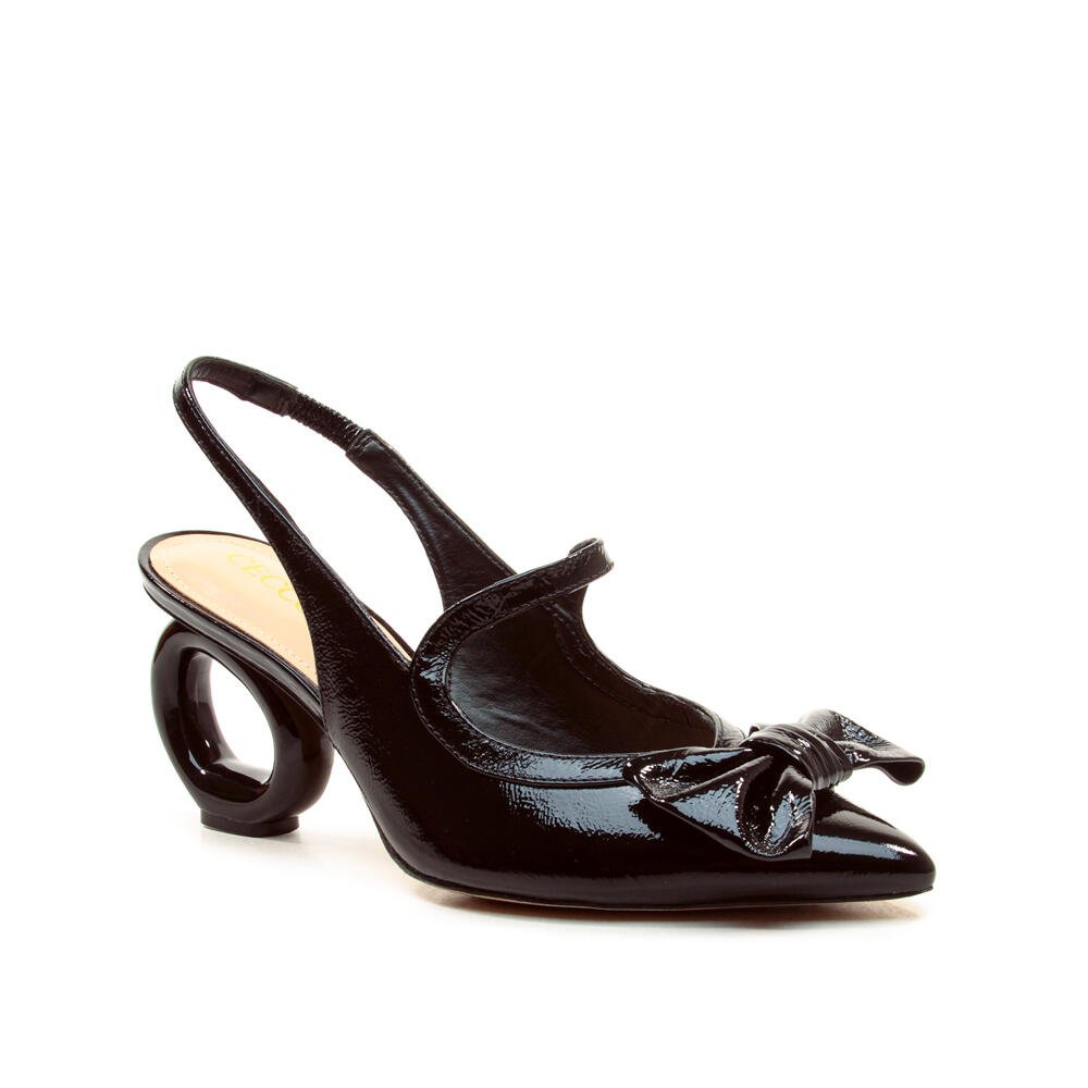 Slingback Couro Preto Salto Médio Cecconello 2464001-3 Preto 2