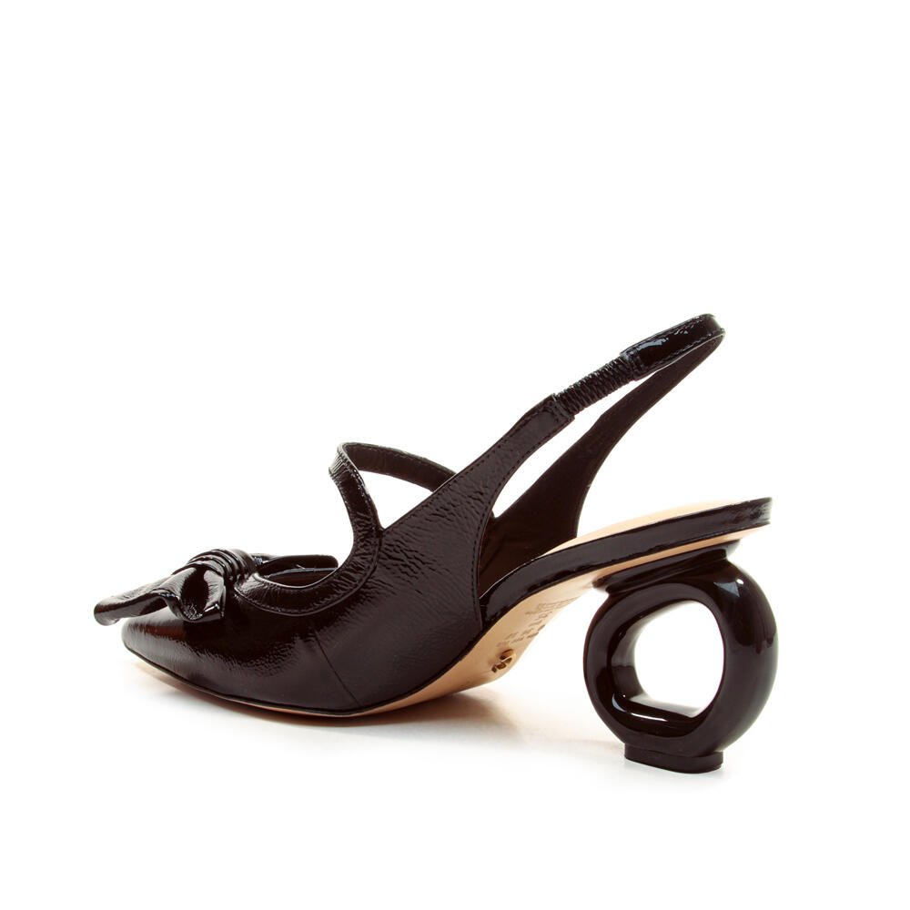 Slingback Couro Preto Salto Médio Cecconello 2464001-3 Preto 3