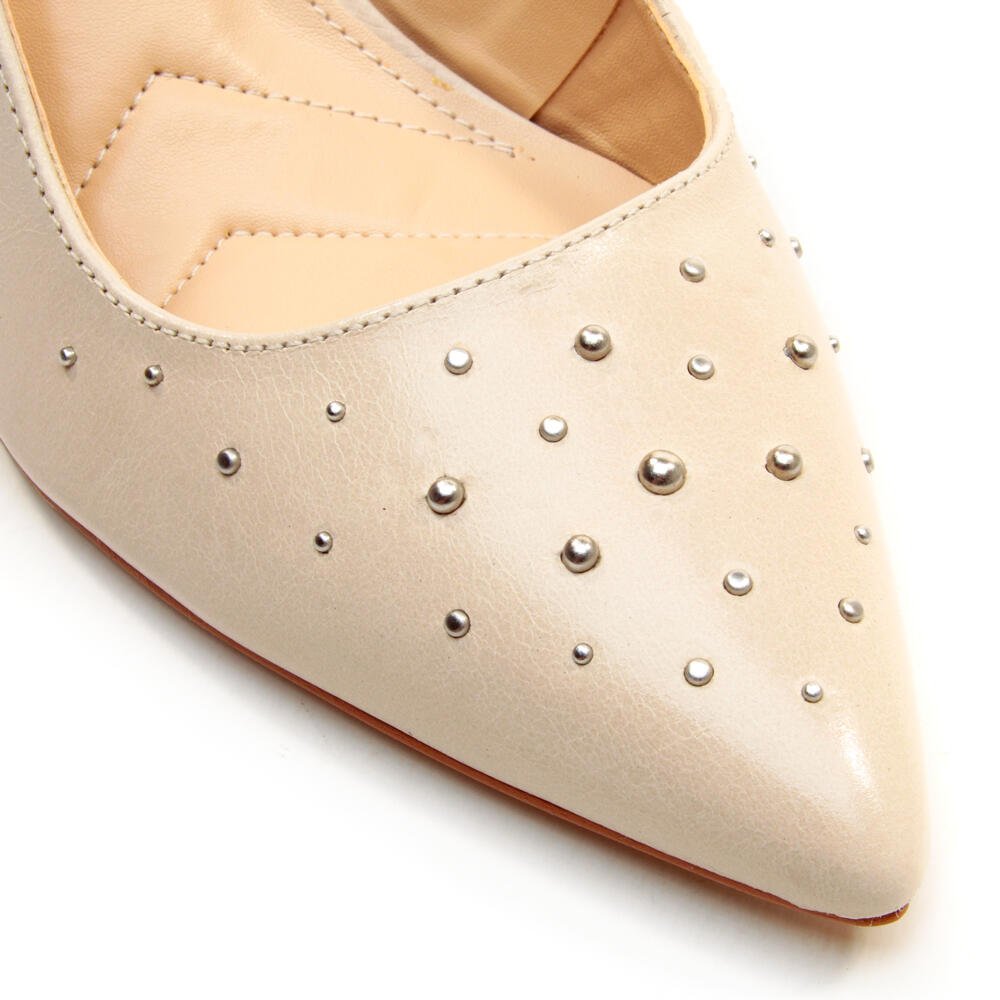 Slingback Couro Off White Salto Médio Cecconello 2464003-1 Off White 5