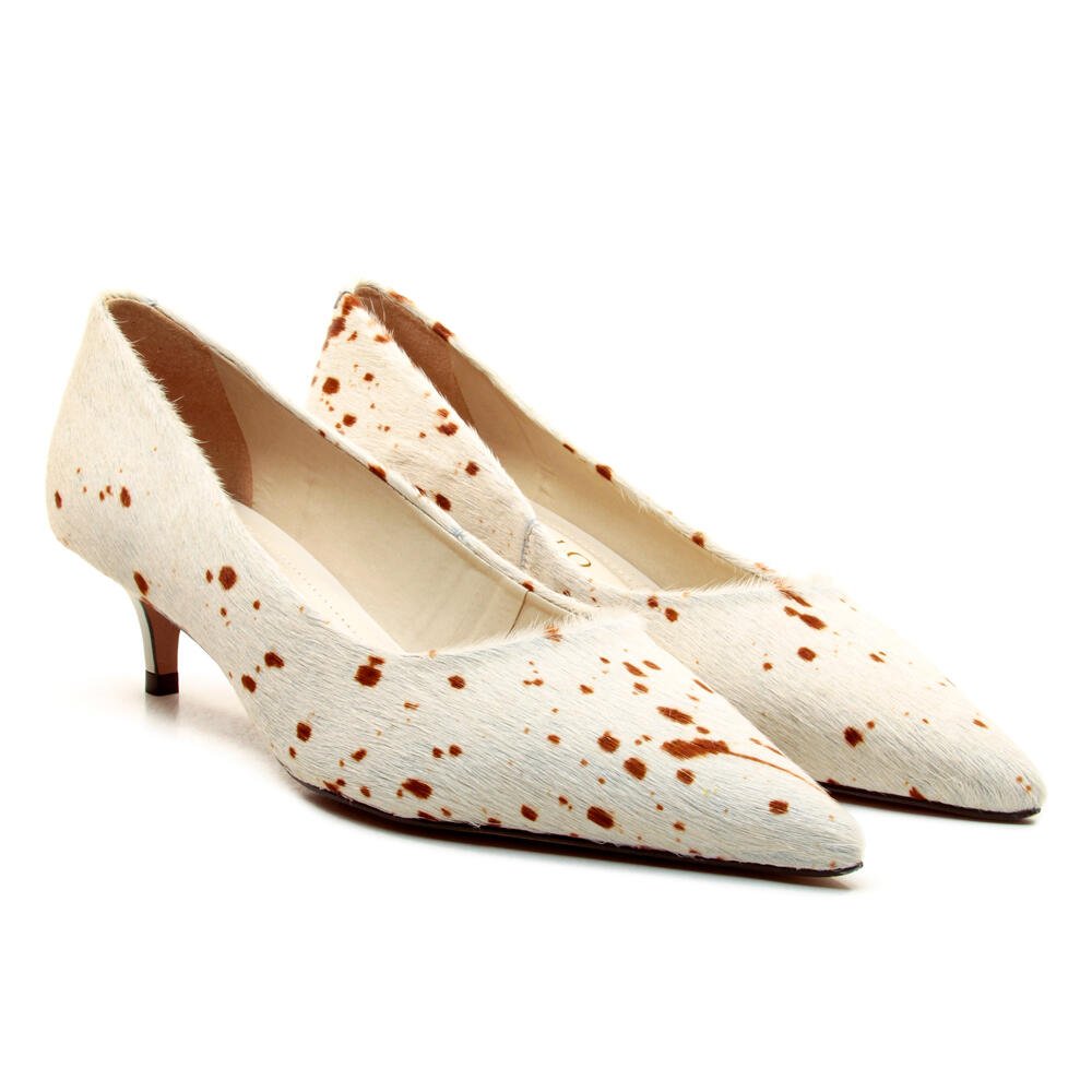 Scarpin Couro Pelo Branco Salto Baixo Cecconello 2629001-25 Branco 4