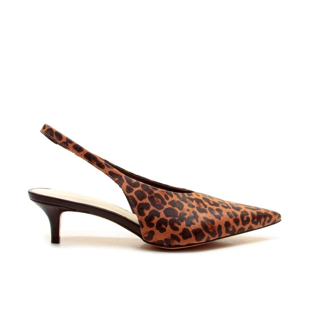 Slingback Couro Onça Salto Baixo Cecconello 2629002-13