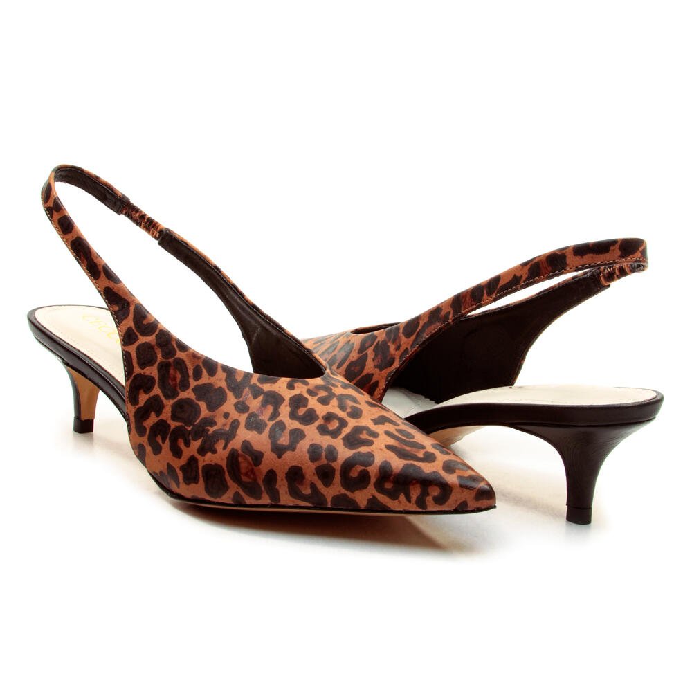 Slingback Couro Onça Salto Baixo Cecconello 2629002-13 Onça 5