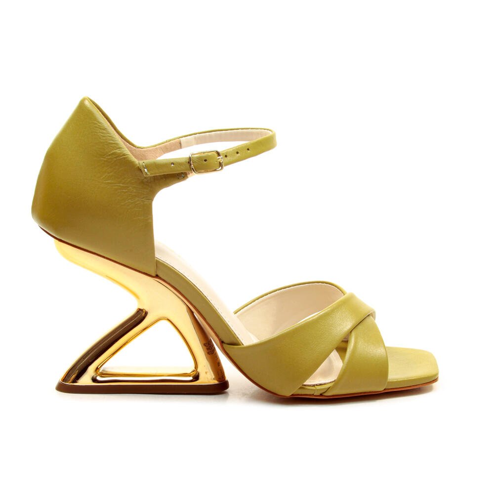 Sandália Couro Verde Salto Alto Cecconello 2654002-16