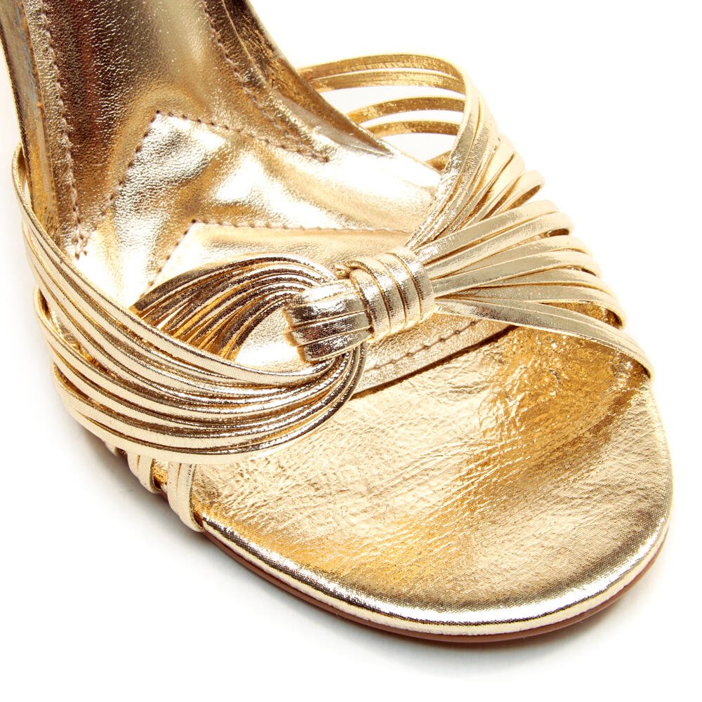 Sandália Couro Ouro Light Salto Alto Cecconello 2844003-4 Dourado 5