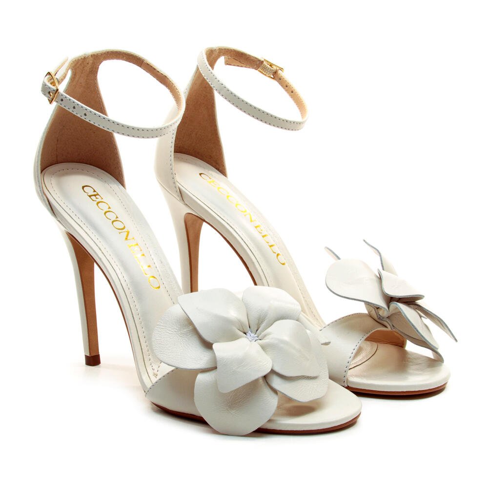 Sandália Couro Branco Salto Alto Cecconello 2844002-1 Branco 5