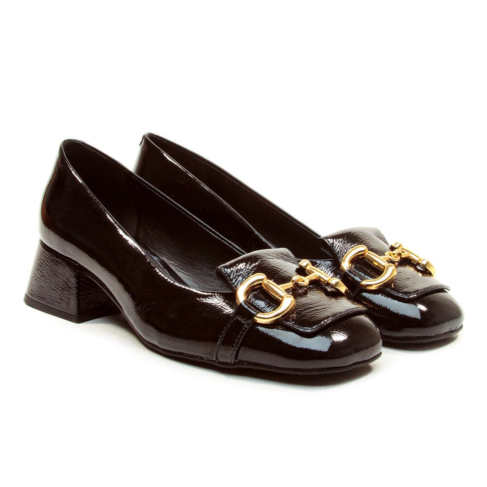 Scarpin Couro Preto Salto Baixo Cecconello 2390-J-5 Preto 4