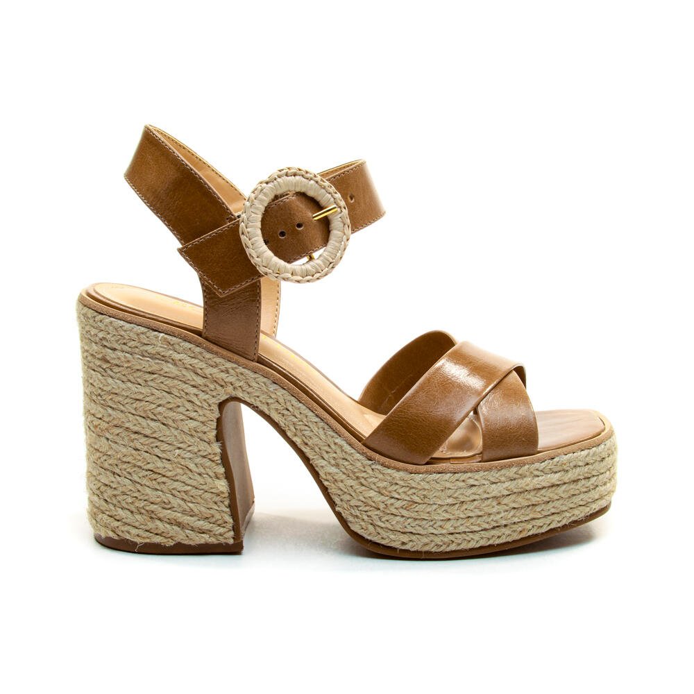 Sandália Plataforma Couro Marrom Cecconello 2850001-3