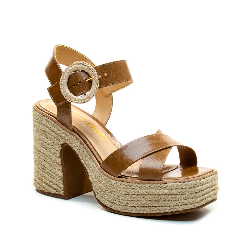 Sandália Plataforma Couro Marrom Cecconello 2850001-3 Marrom 3