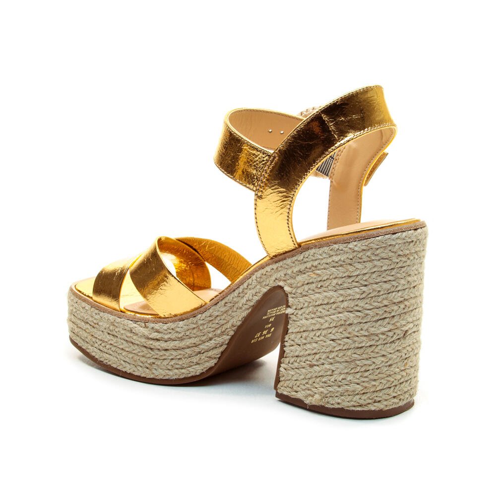 Sandália Plataforma Couro Ouro Cecconello 2850001-2 Dourado 4