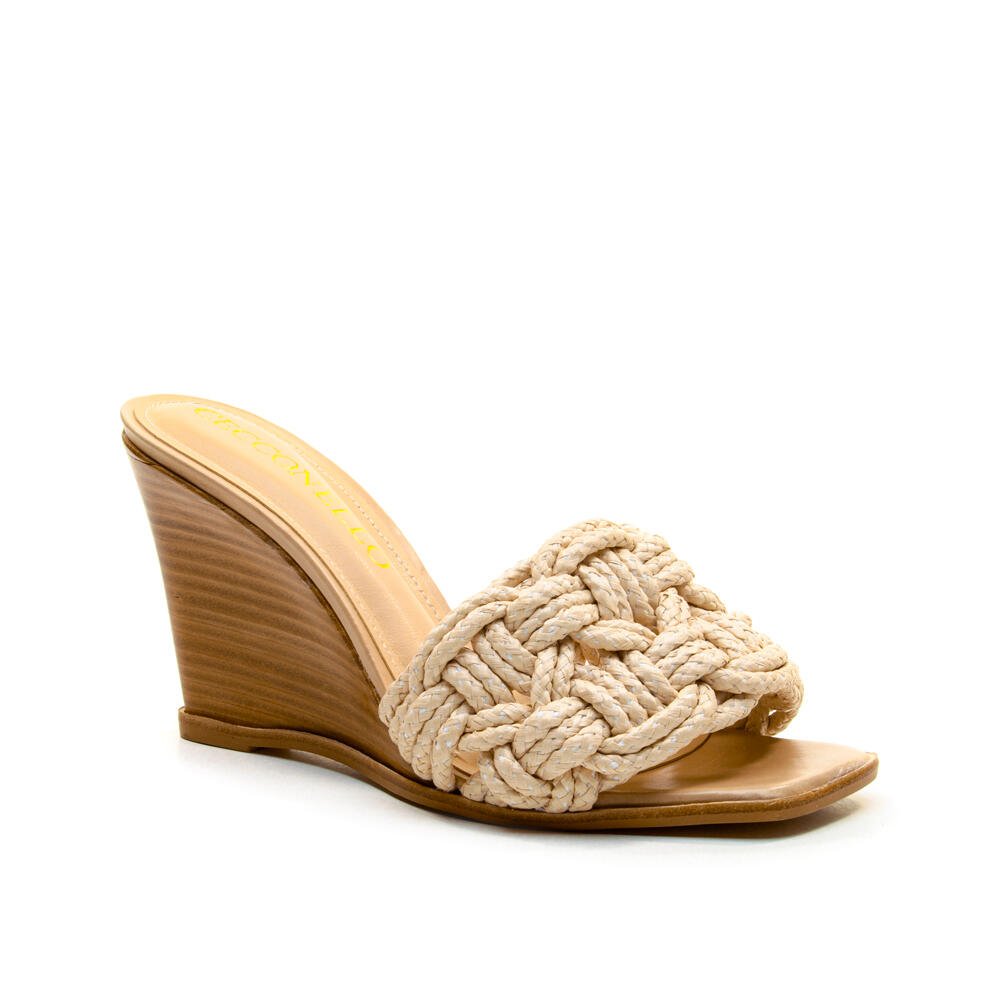 Tamanco Palha Natural Salto Alto Cecconello 2770002-2 Bege 3