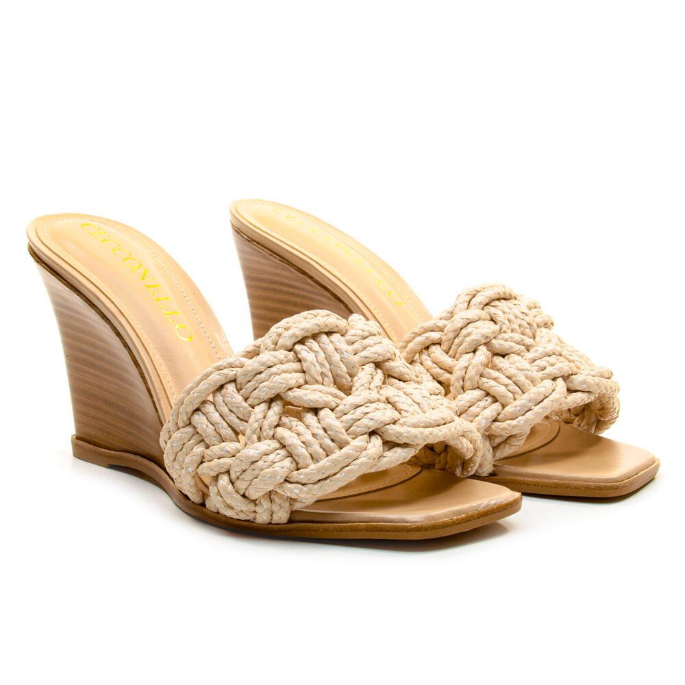 Tamanco Palha Natural Salto Alto Cecconello 2770002-2 Bege 5