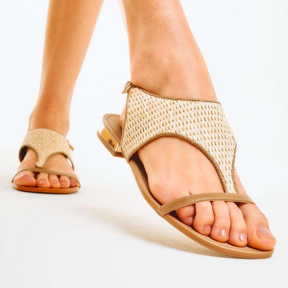 Rasteira Palha Natural Cecconello 2724016-1 Bege 2