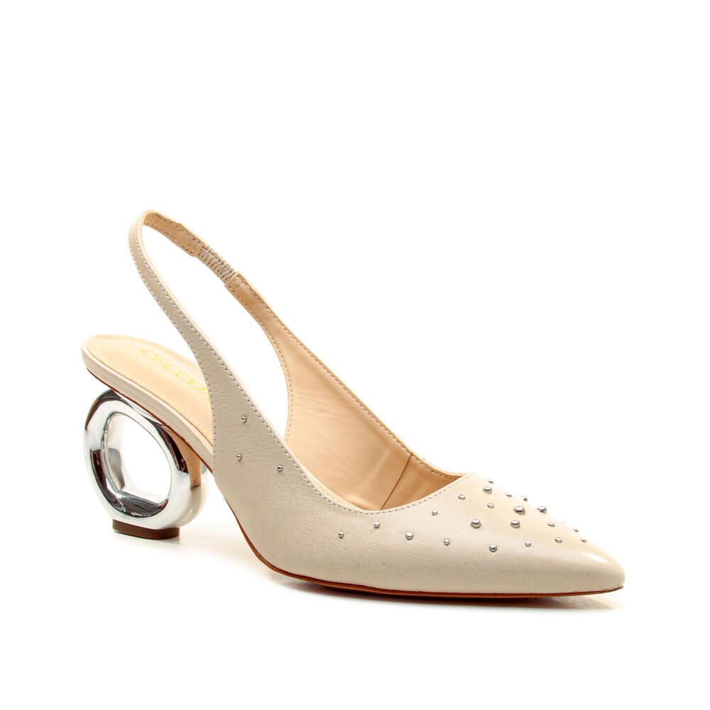 Slingback Couro Off White Salto Médio Cecconello 2464003-2 Off White 2
