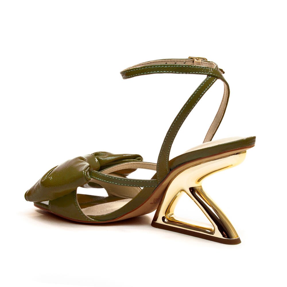 Sandália Couro Verde Salto Alto Vazado Cecconello 2654001-10 Verde 3