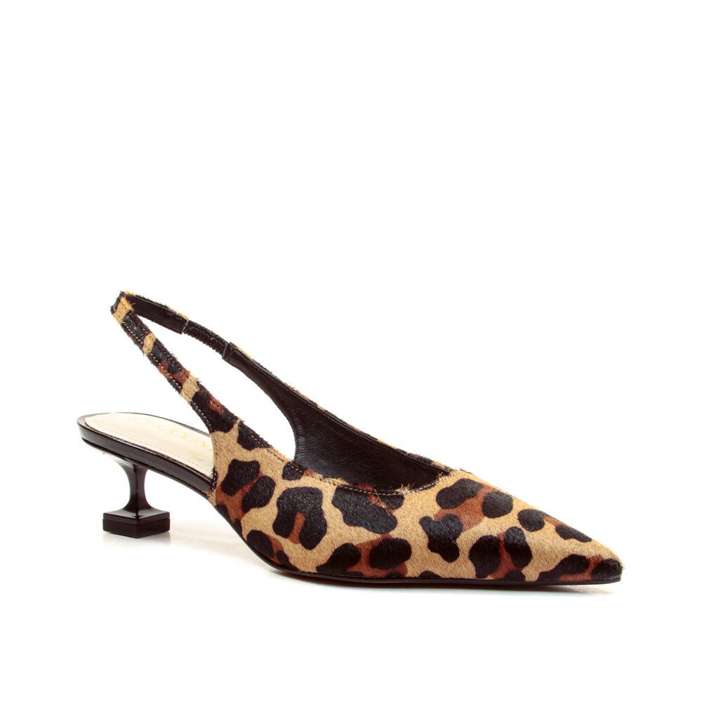 Slingback Couro Onça Salto Baixo Cecconello 2393002-23 Onça 2