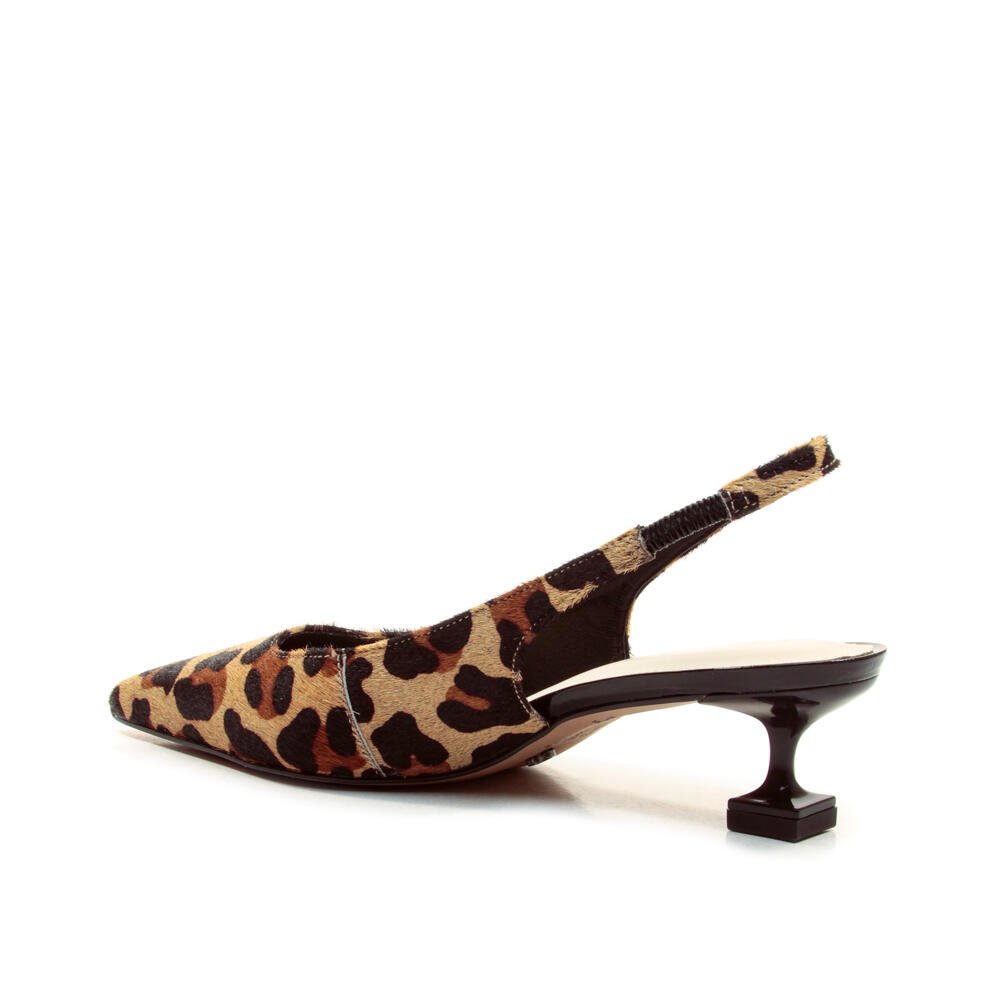 Slingback Couro Onça Salto Baixo Cecconello 2393002-23 Onça 3