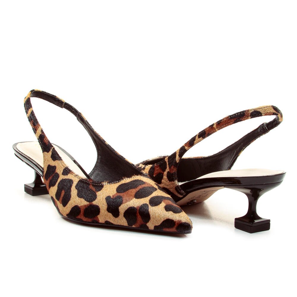 Slingback Couro Onça Salto Baixo Cecconello 2393002-23 Onça 5