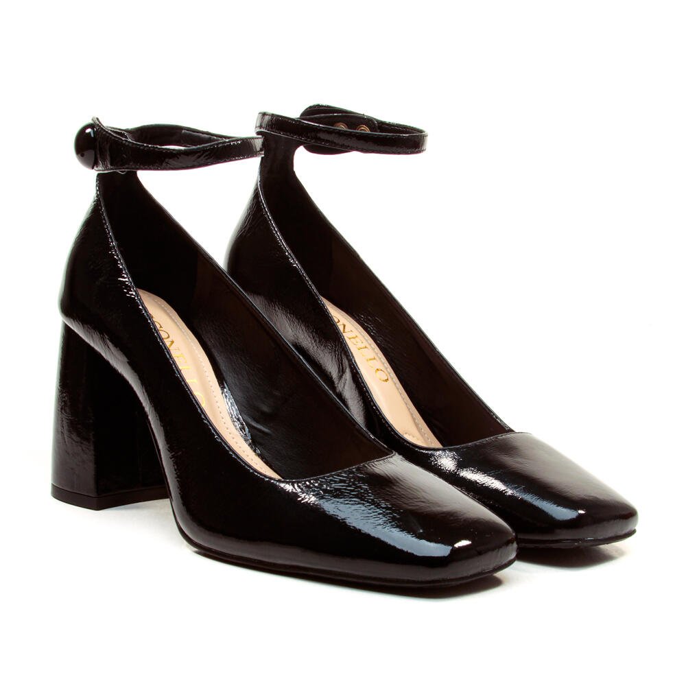Scarpin Preto Salto Bloco Alto Cecconello 2441017-1 Preto 4