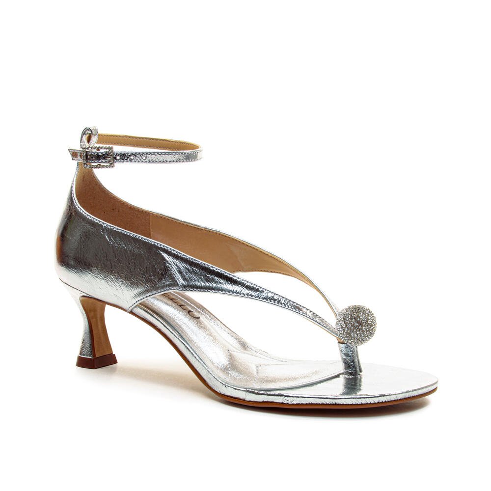 Sandália Couro Prata Salto Baixo Cecconello 2792002-1 Prata 3