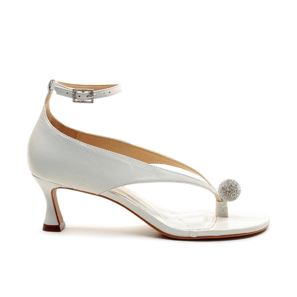 Sandália Couro Branco Salto Baixo Cecconello 2792002-2