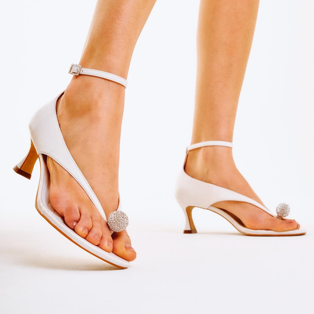 Sandália Couro Branco Salto Baixo Cecconello 2792002-2 Branco 2