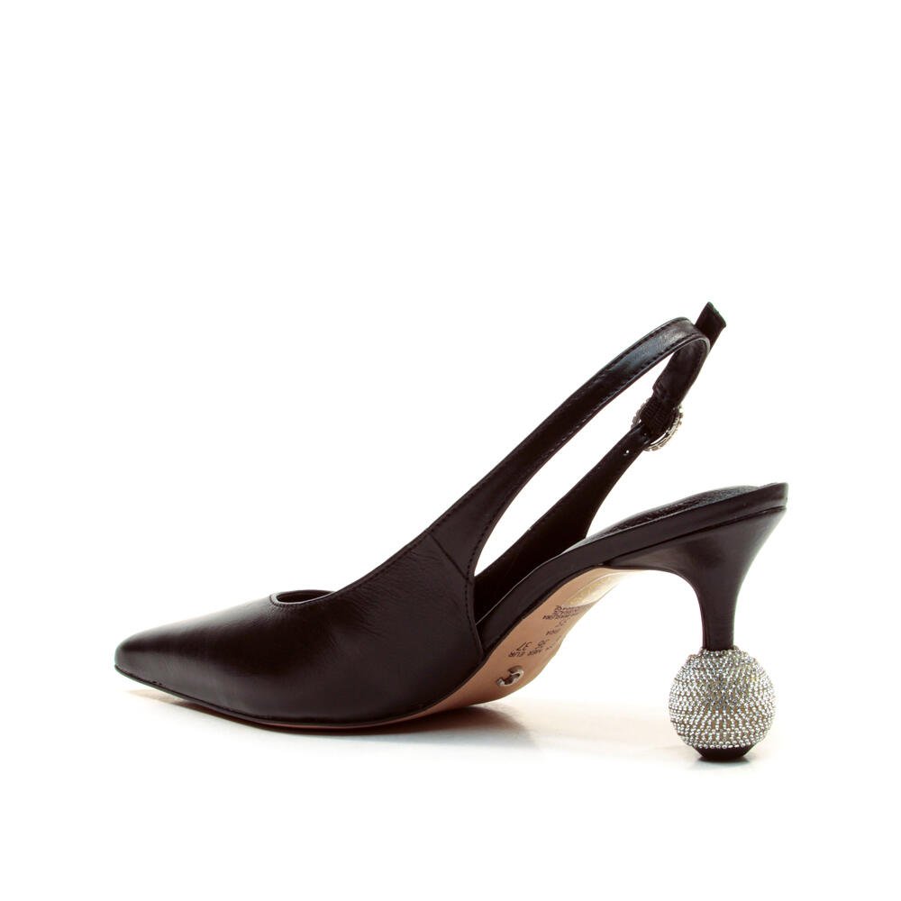 Slingback Couro Preto Salto Médio Cecconello 2855001-4 Preto 3