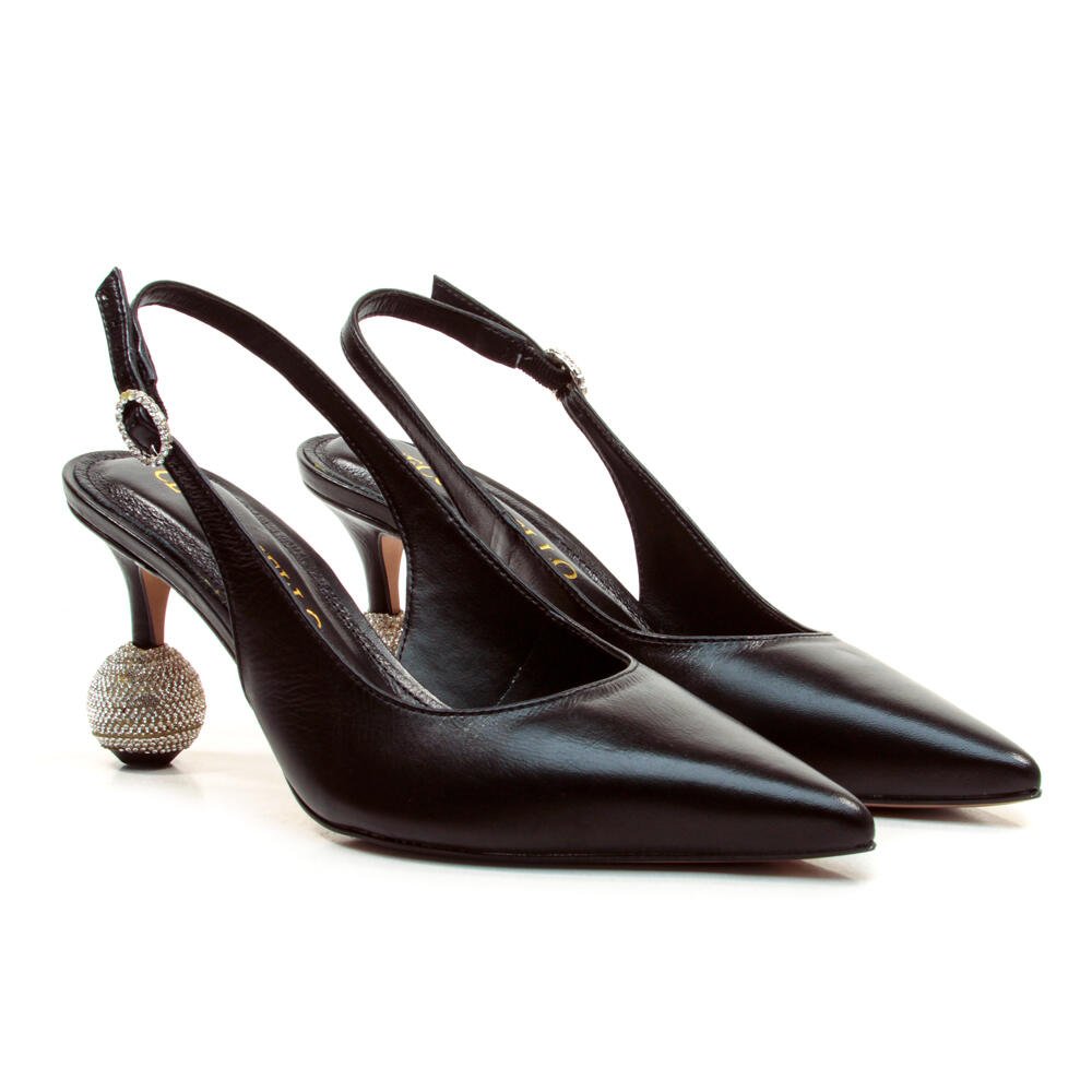 Slingback Couro Preto Salto Médio Cecconello 2855001-4 Preto 4