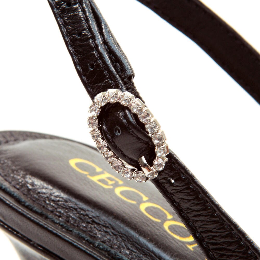Slingback Couro Preto Salto Médio Cecconello 2855001-4 Preto 5