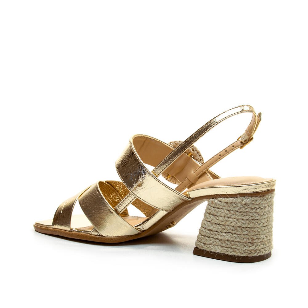 Sandália Couro Ouro Light Salto Bloco Cecconello 2851001-3 Dourado 3